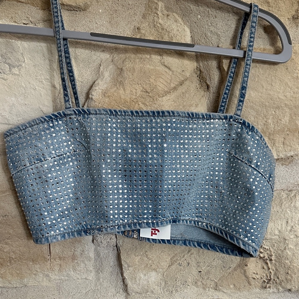 Studded Denim Crop Top